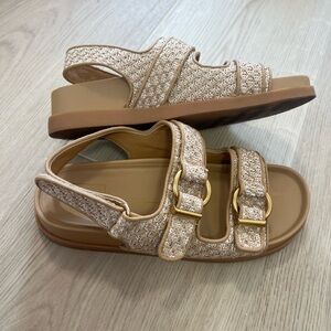 Dolce Vita Beige Textured Sandals with Gold Accents
